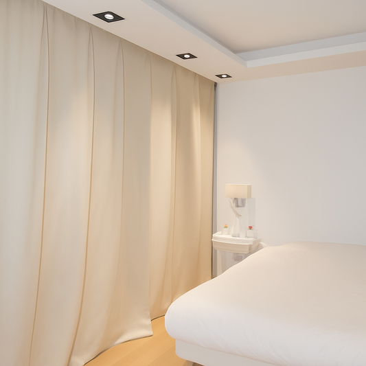 Rideaux phoniques sur-mesure Beige - Chambre Hotel - Cotton Silence