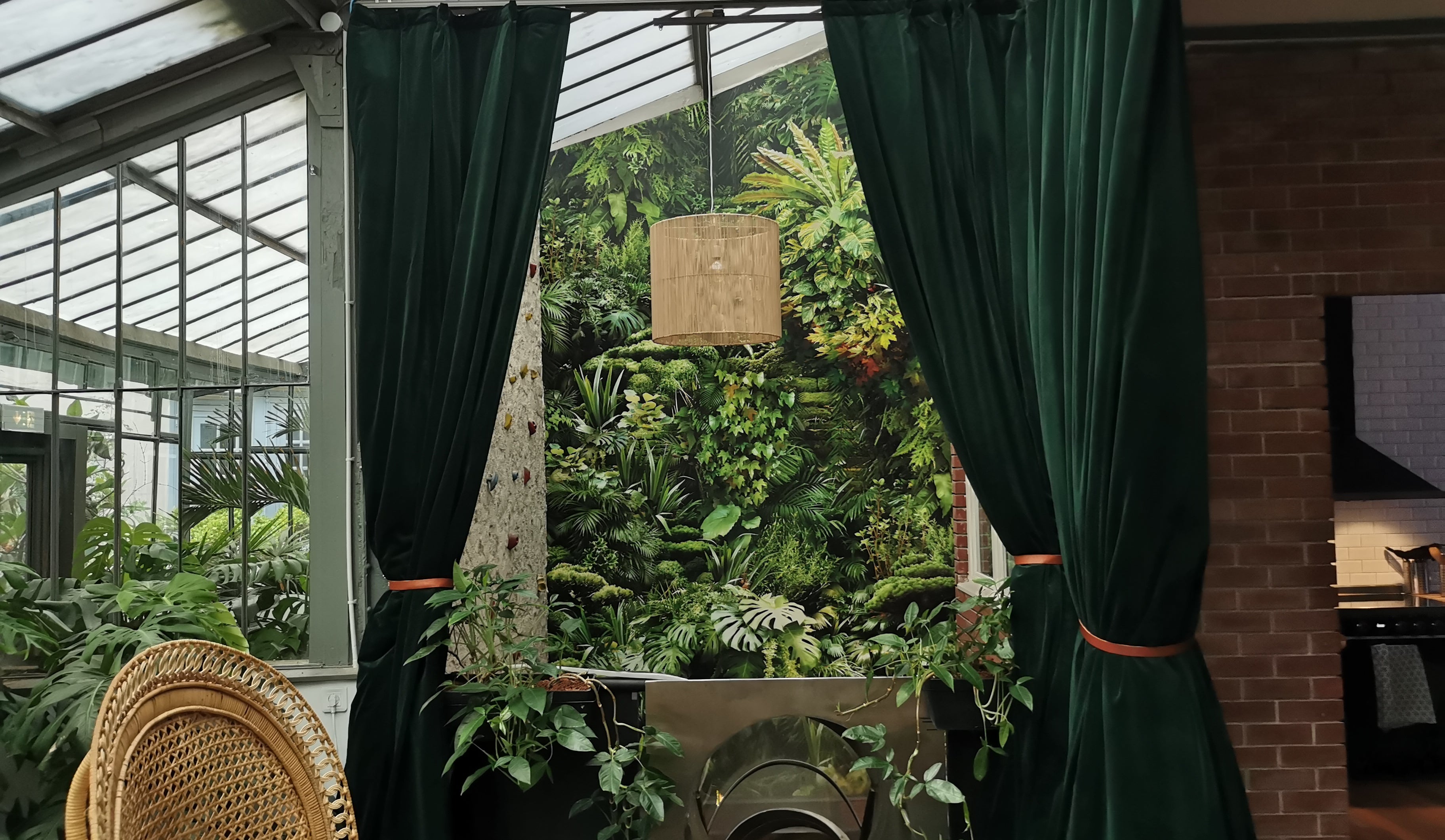 Custom-made soundproof curtains Green - entrance hall - Cotton Silence